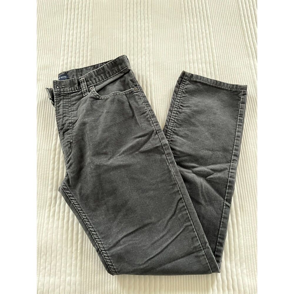 Men's Gray Lands' End Corduroy Five Pocket Pants - 32Wx32L - Straight Fit